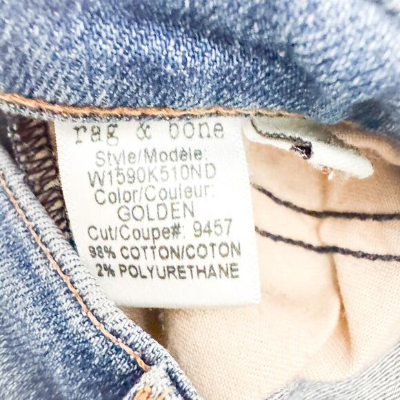 Rag & Bone The Dre Ripped Distressed Golden Wash Denim Jeans Slim Fit Size 27 - Picture 7 of 8